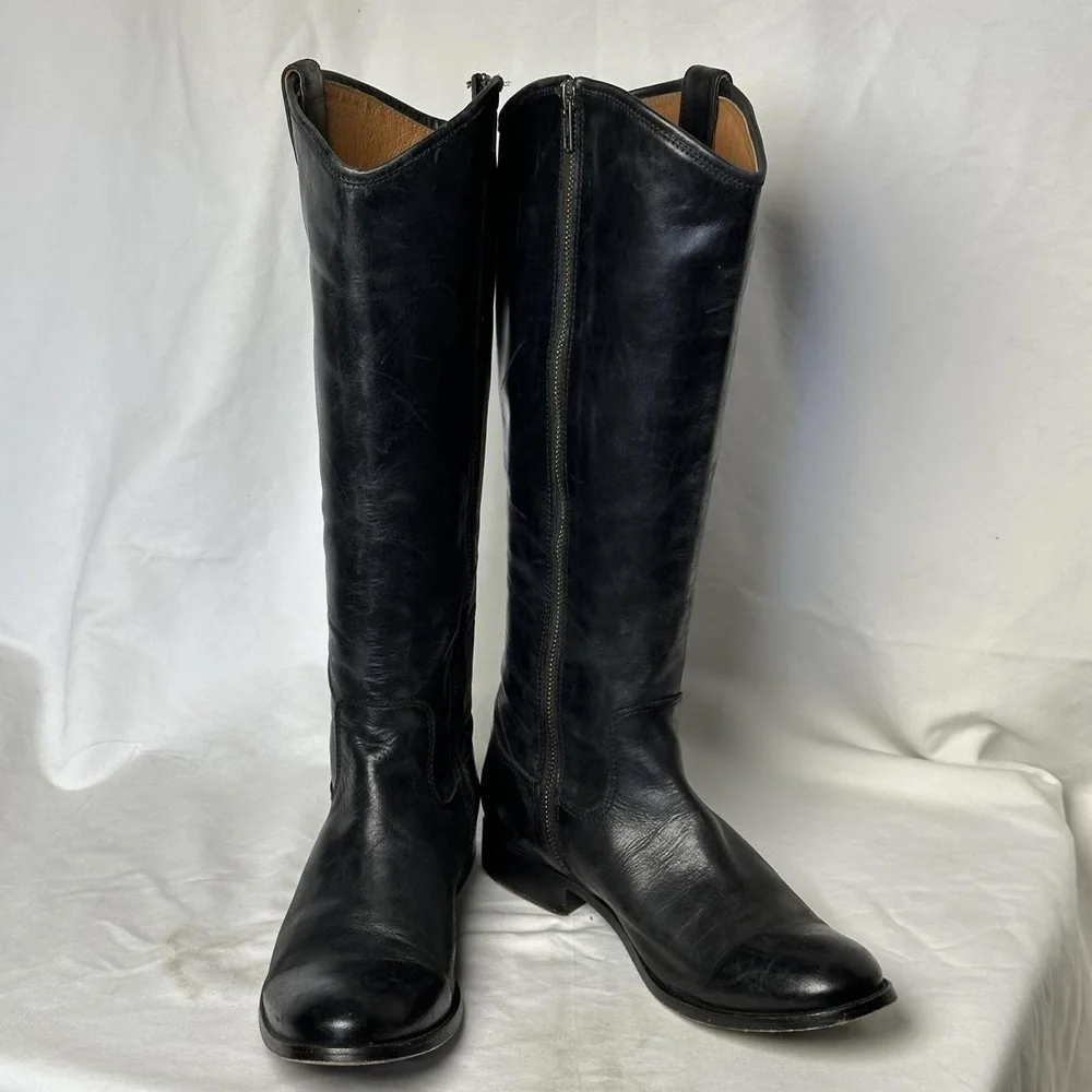 Black Leather Riding Boots - Picture 3 of 8
